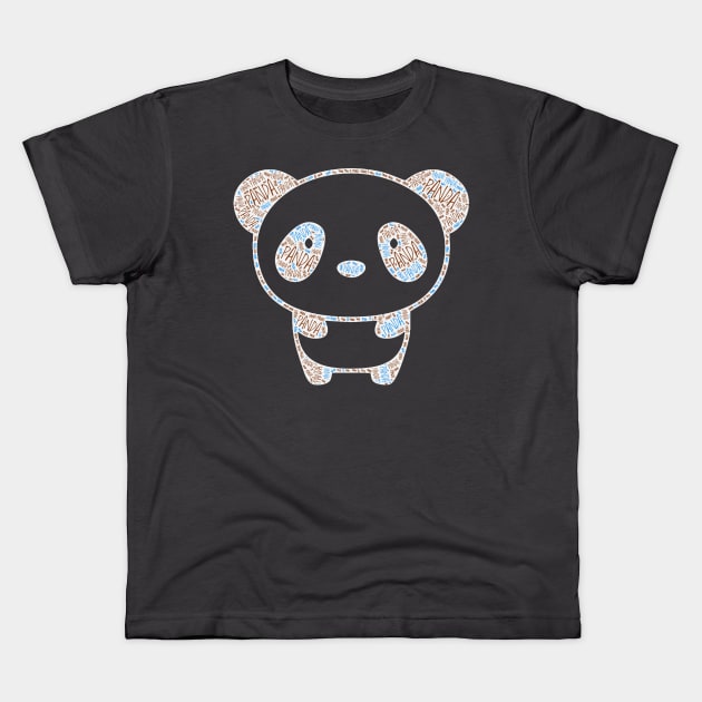 panda word art Kids T-Shirt by Lumphord-lune